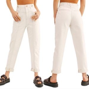 Free people high waisted cream straight jean